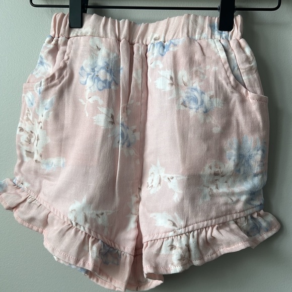 NWOT Girls Ella Jean Pink Floral Ruffle Hem Elastic Waist Shorts 6 - Picture 2 of 5